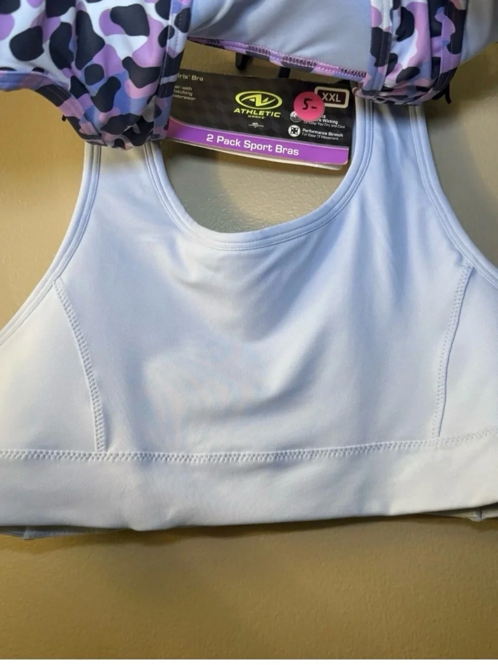 Athletic Works Pink and Black Leopard Print Blue Sports Bra XXL 2 Pack New